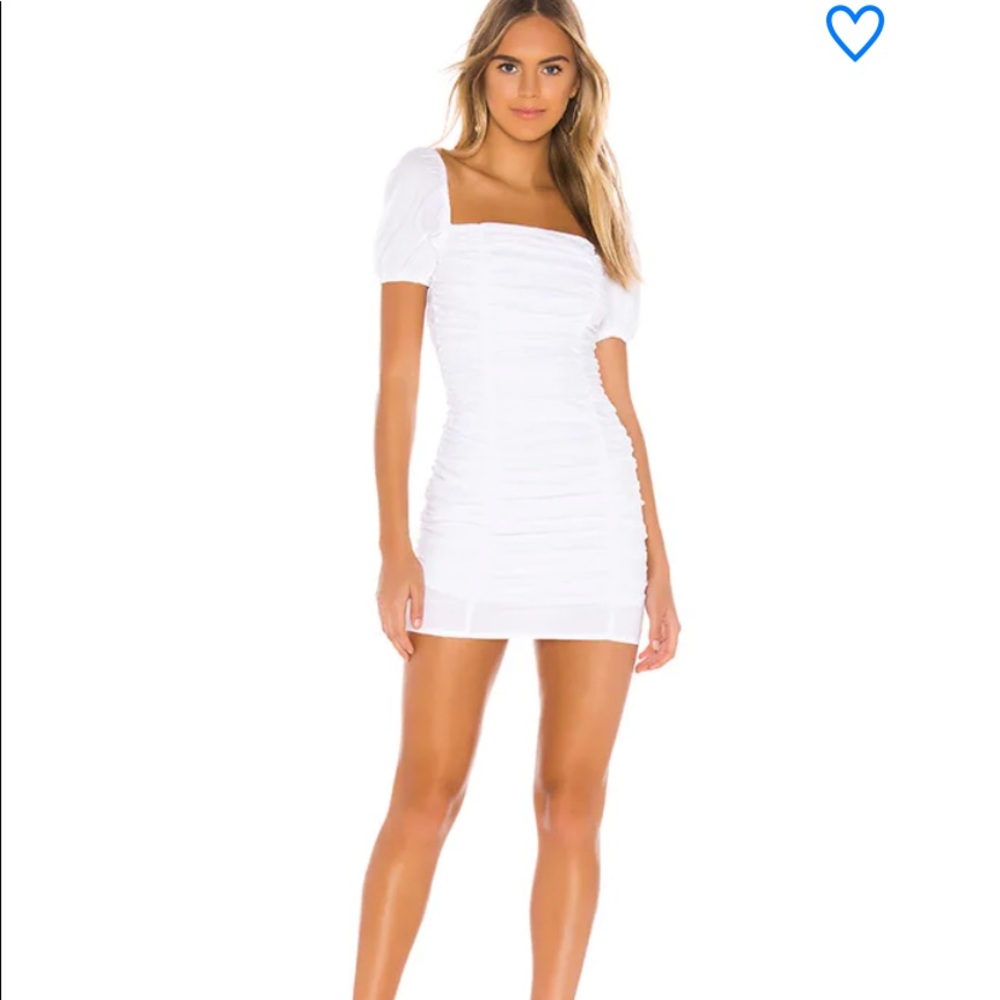 rumor ruched white superdown dress